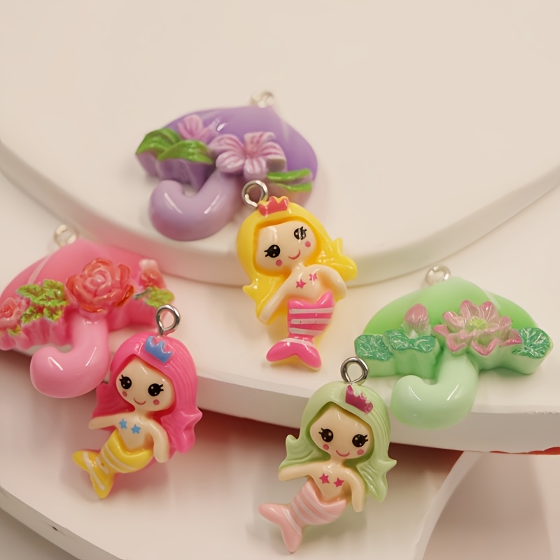 12pcs Cute Cartoon Flower Umbrellas DIY Resin Pendants Set